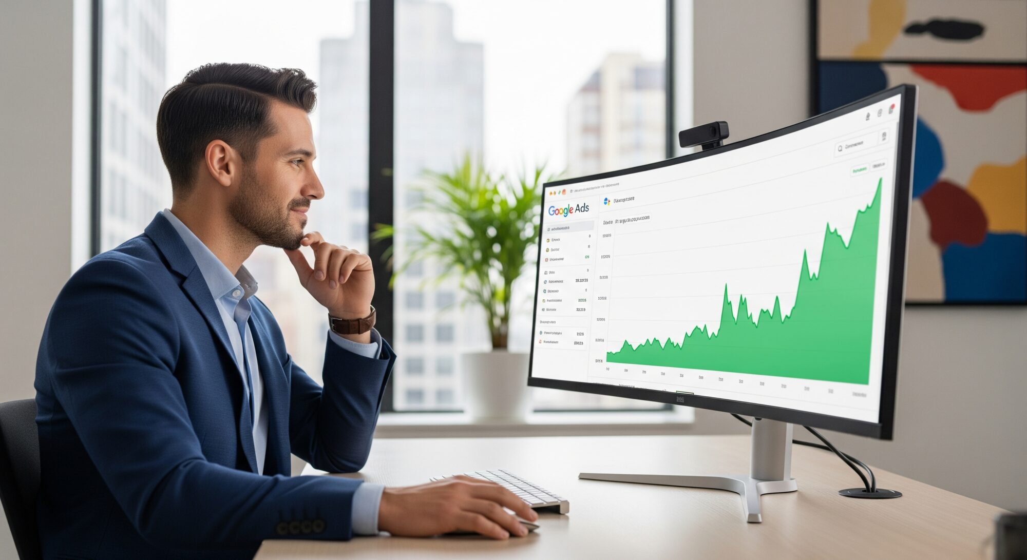 Une illustration du référencement payant (Google Ads) comme une autoroute rapide et du référencement naturel (SEO) comme un chemin sinueux pour la visibilité en ligne.